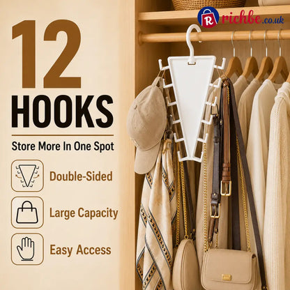 ✨ 12-Hook V-Shaped Closet Organizer – Save Space & Keep Accessories Tidy - Housewares & Kitchen
