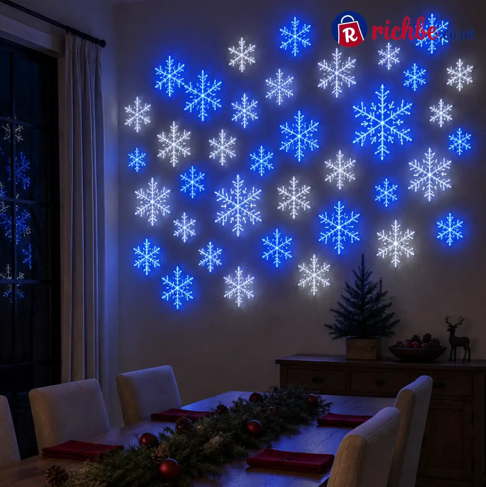 ❄️ 12-Piece LED Snowflake Wall Light Set – Remote-Controlled Christmas Winter Decor