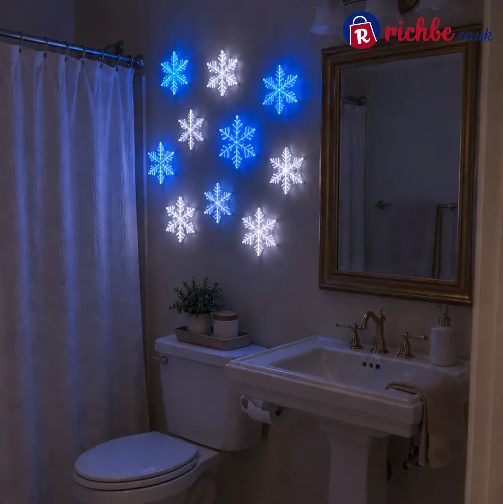 ❄️ 12-Piece LED Snowflake Wall Light Set – Remote-Controlled Christmas Winter Decor