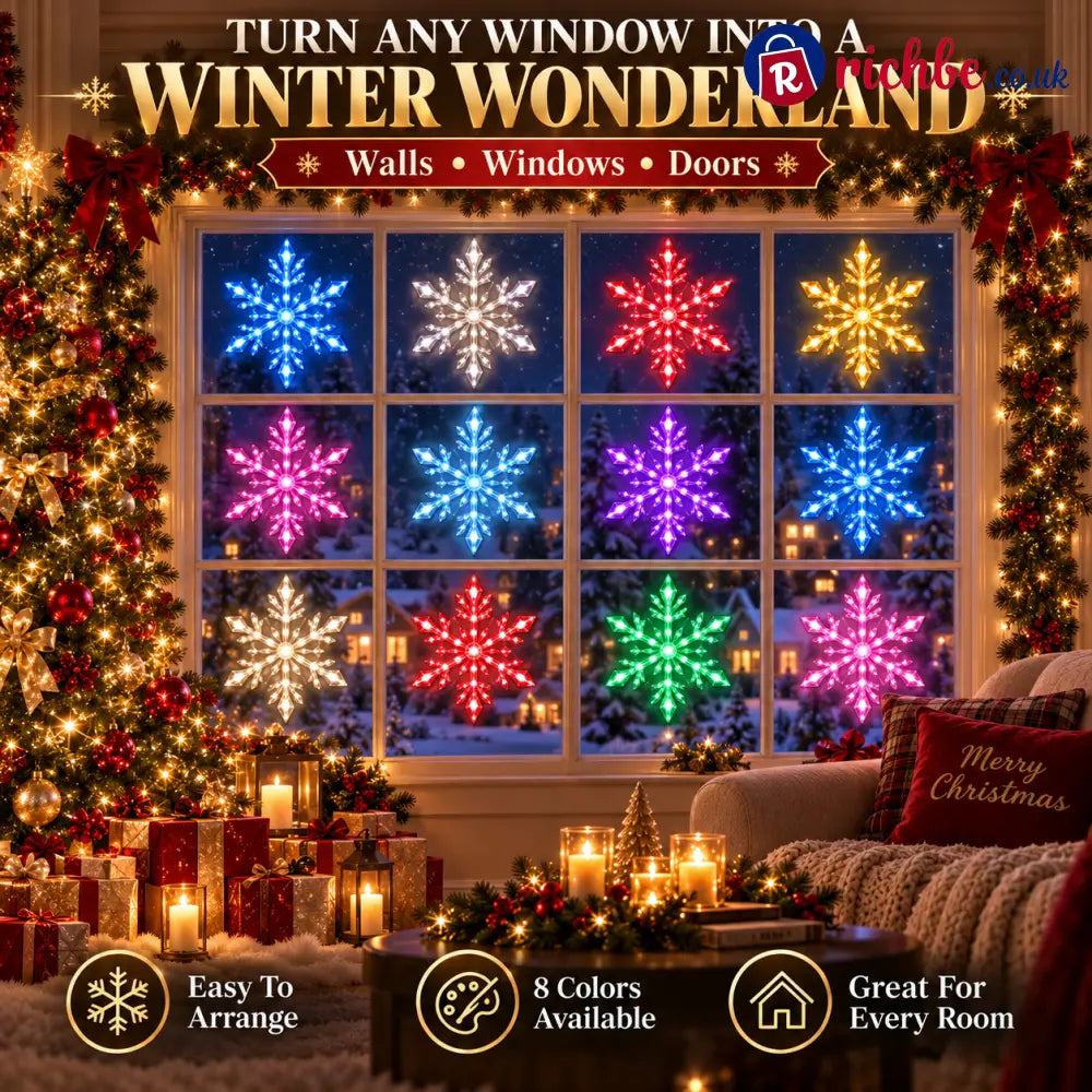❄️ 12-Piece LED Snowflake Wall Light Set – Remote-Controlled Christmas Winter Decor