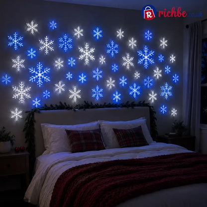 ❄️ 12-Piece LED Snowflake Wall Light Set – Remote-Controlled Christmas Winter Decor