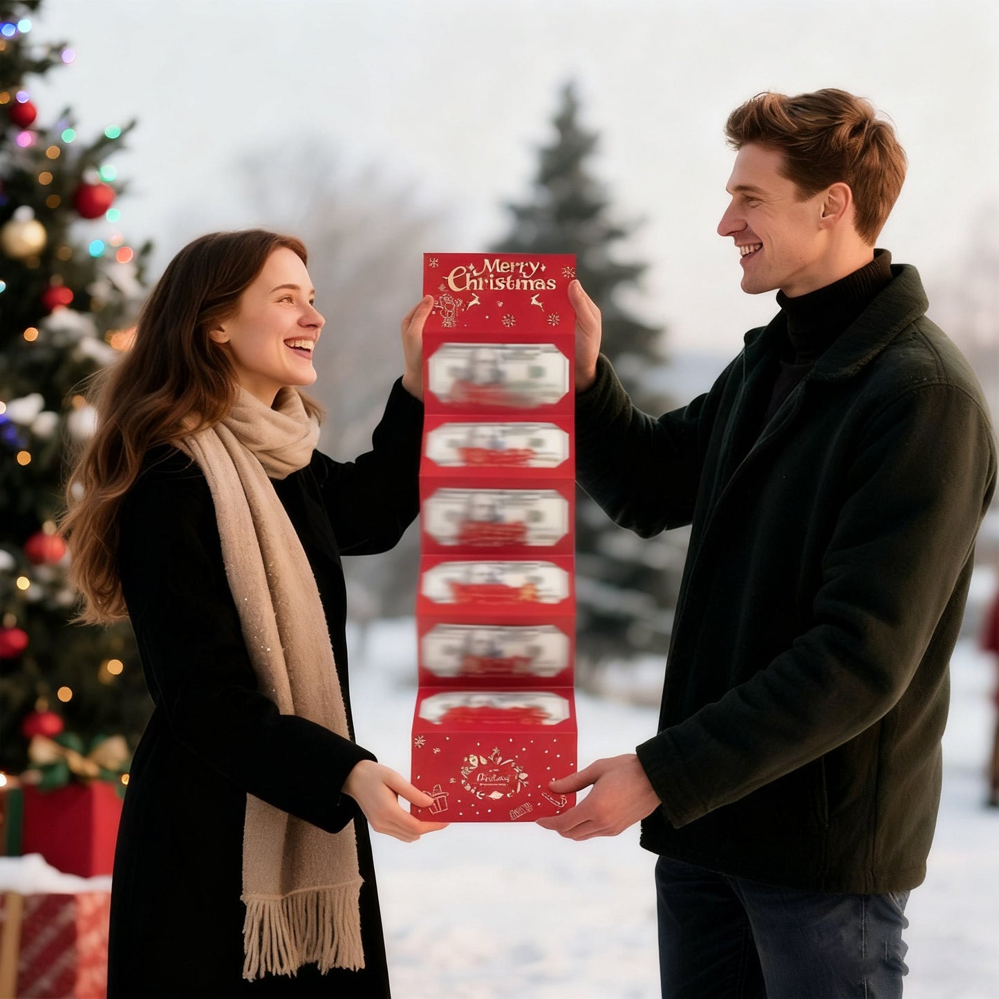 🎅 Christmas Money Envelope for Cash,Creative Folding Money Holder with 6 Slots,Luxury Paper Cash Gift Card Holder, DIY HolidayMoney Gift Envelope for Xmas, Women Men GirlsBoys Mom Dad