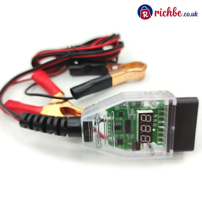 🔋12V OBD-II Car Battery Memory Saver – Digital Voltage Monitor & Backup Cable - Green - Car Accessories