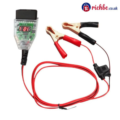 🔋12V OBD-II Car Battery Memory Saver – Digital Voltage Monitor & Backup Cable - Green - Car Accessories