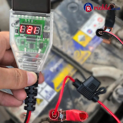 🔋12V OBD-II Car Battery Memory Saver – Digital Voltage Monitor & Backup Cable - Green - Car Accessories