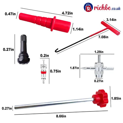 14-Piece Set Quick Change Tire Valve Tool Kit - 14-Piece Set
