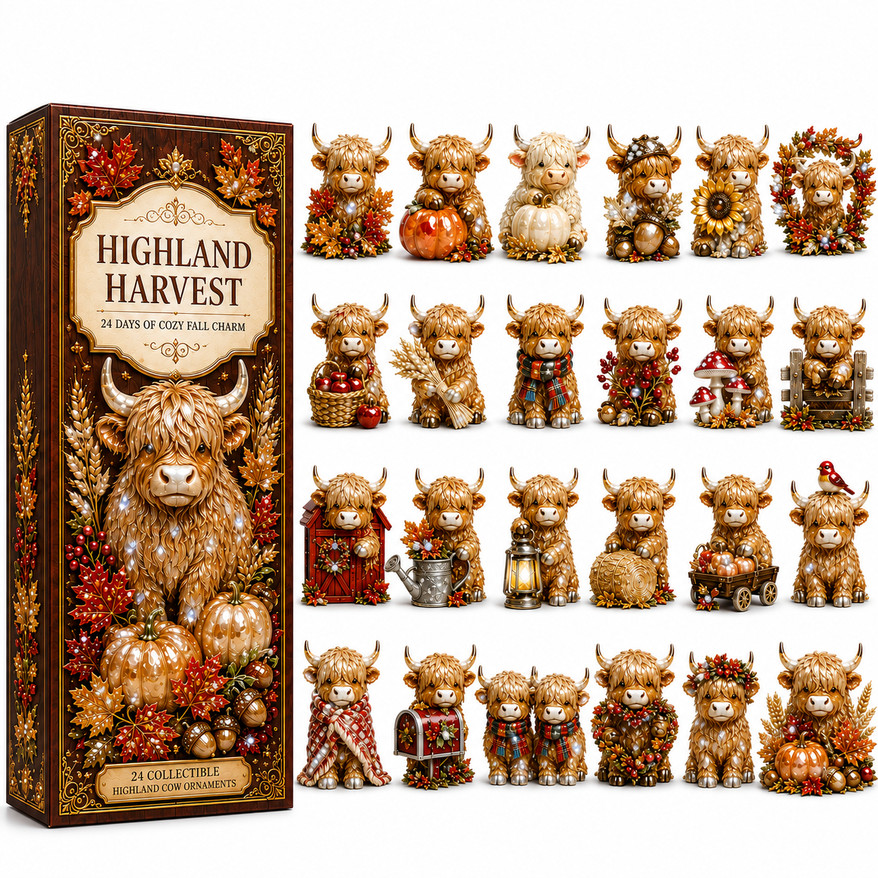 24-Day Highland Cattle Advent Calendar | Collectible Cow Christmas Countdown