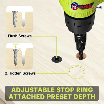 🛠️✨15-Piece Countersink Drill Bit Set – 1/4’ Hex Shank Depth Stop & Quick-Change Design - All Collections