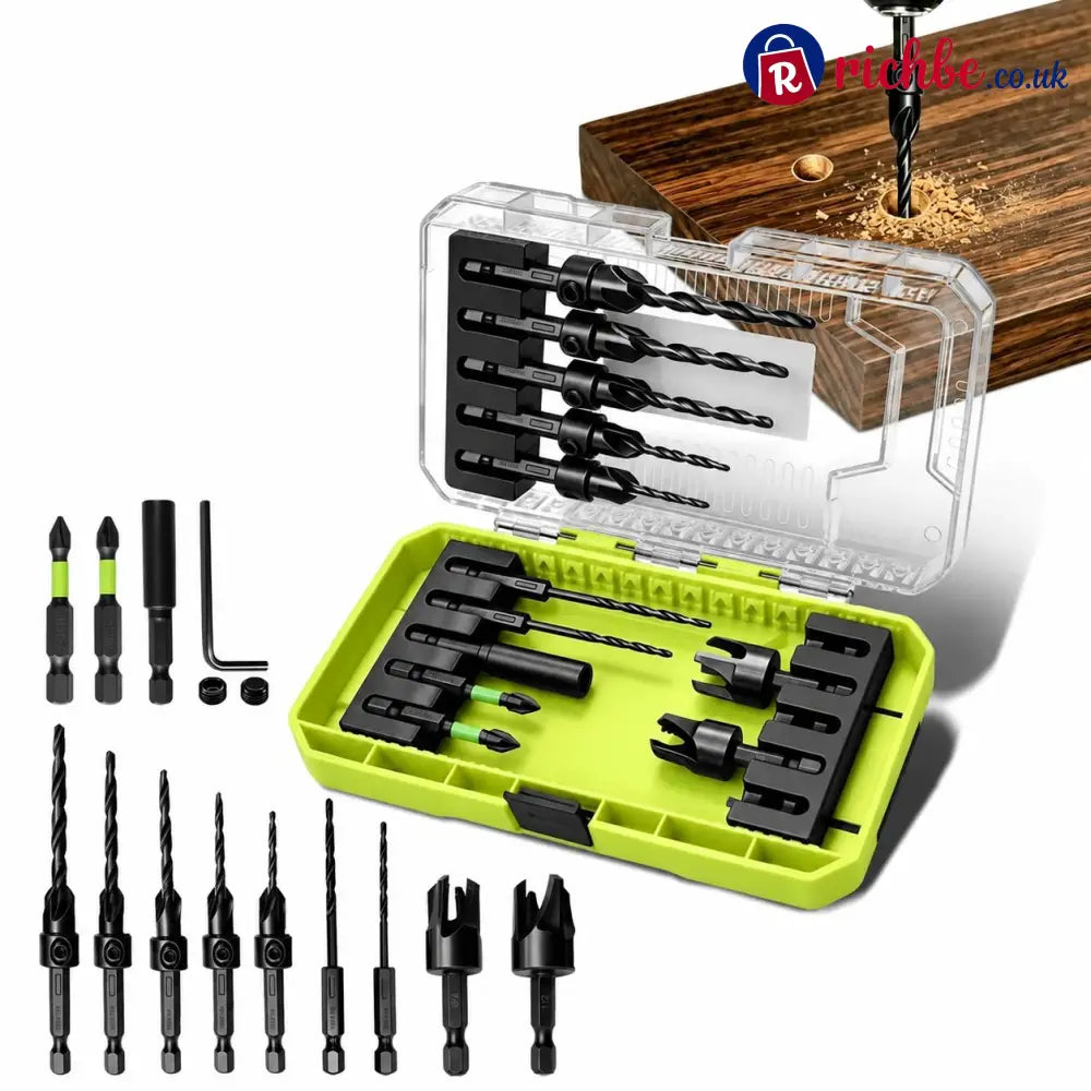 🛠️✨15-Piece Countersink Drill Bit Set – 1/4’ Hex Shank Depth Stop & Quick-Change Design - All Collections