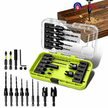 🛠️✨15-Piece Countersink Drill Bit Set – 1/4’ Hex Shank Depth Stop & Quick-Change Design - All Collections