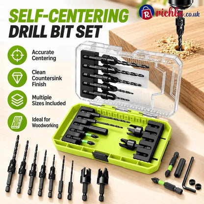 🛠️✨15-Piece Countersink Drill Bit Set – 1/4’ Hex Shank Depth Stop & Quick-Change Design - All Collections