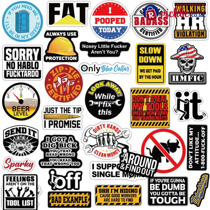 🔥🔥150Pcs Blue Collar Funny Stickers 👷‍♂️
