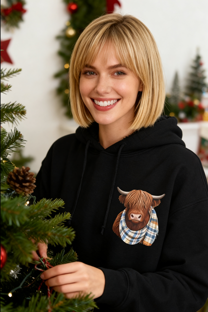 💖LAST DAY SALE 49% OFF!!🎁Cute Highland Cow Cozy Fleece-Lined Hooded Sweatshirt🦬