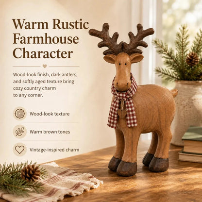 🦌Rustic Farmhouse Reindeer Figurine