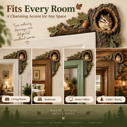⏰LAST DAY 50% OFF 🐿️ 3D Chipmunk Tree Hollow Door Topper | Woodland Animal Doorway Decor For Cozy Nature Homes