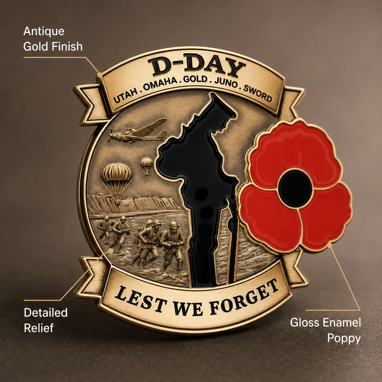 Limited Edition D-DAY 80th Anniversary Commemorative Brooch