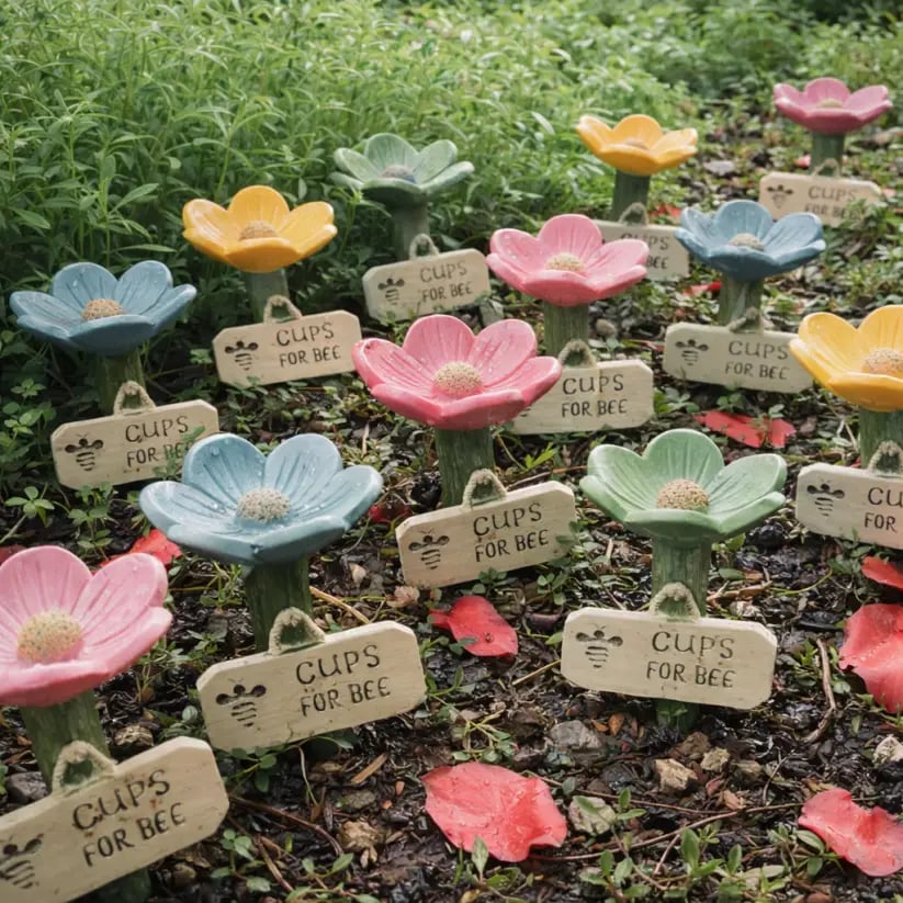 🌸Flower-Shaped Resin Bee Watering Station🐝