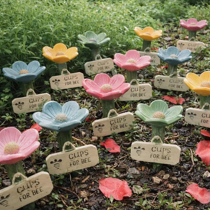 🌸Flower-Shaped Resin Bee Watering Station🐝