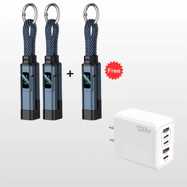🔥Limited Time SALE 40% OFF🔥4-in-1 Digital Display Keychain Charging Cable