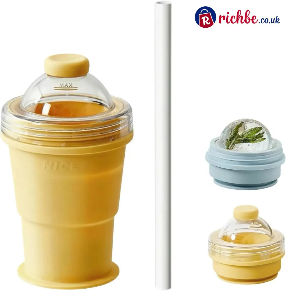 🔥2-in-1 Collapsible Silicone Ice🧊 Ball Maker Cup - Yellow