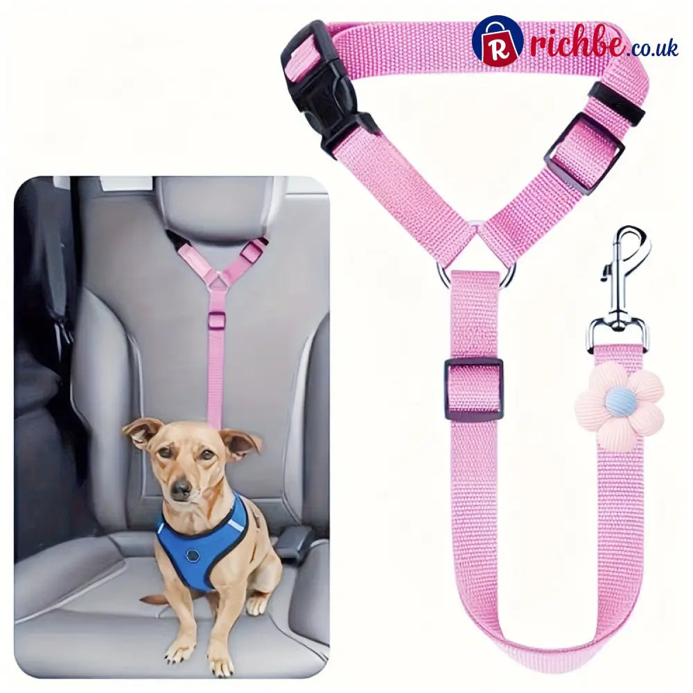2-in-1 Dog Car Seat Belt & Walking Leash - Pink - Hot Sale