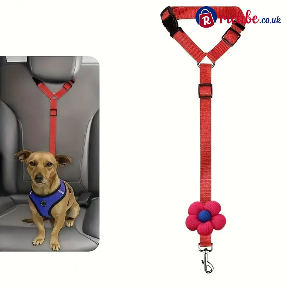 2-in-1 Dog Car Seat Belt & Walking Leash - Red - Hot Sale