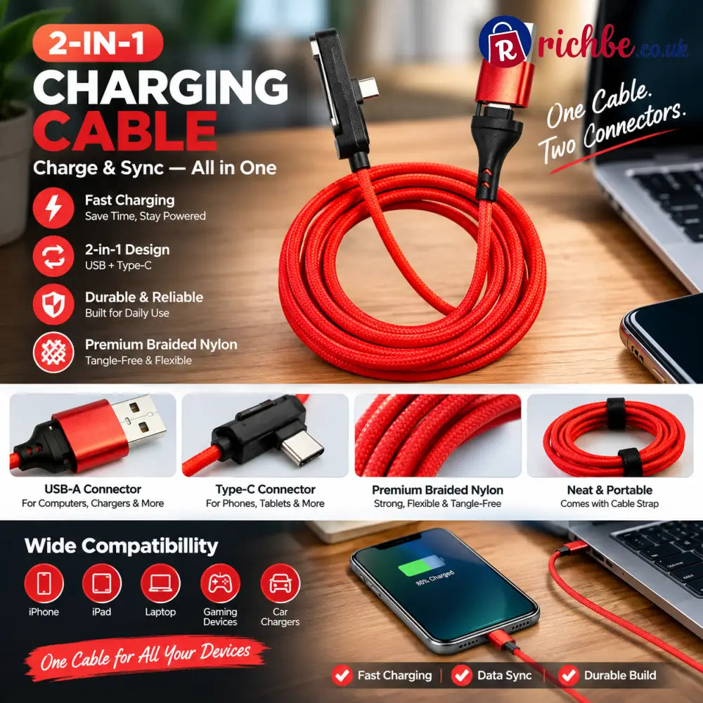 📱 2-in-1 Fast Charging Cable with Phone Stand – Charge & Watch Hands-Free ⚡ - 1.5 meters orange - Hot Sale