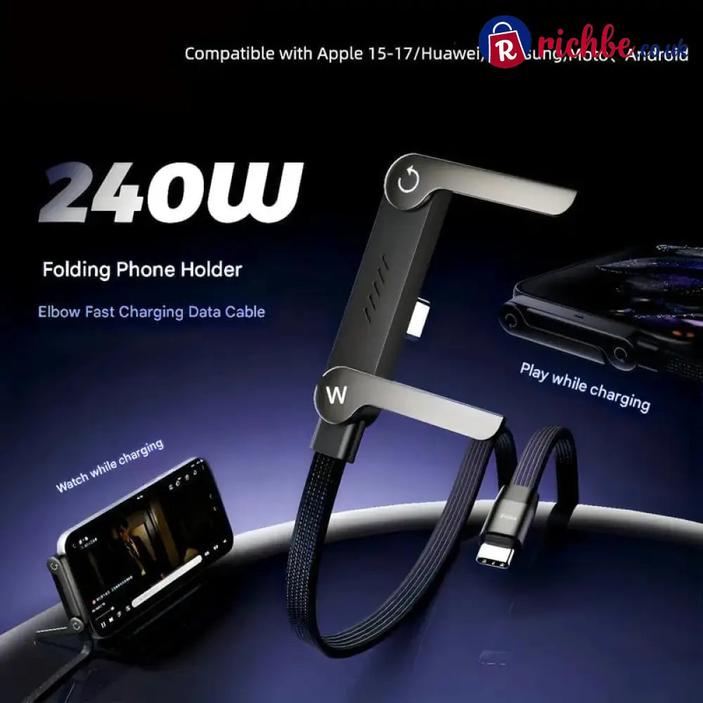 📱 2-in-1 Fast Charging Cable with Phone Stand – Charge & Watch Hands-Free ⚡ - Hot Sale