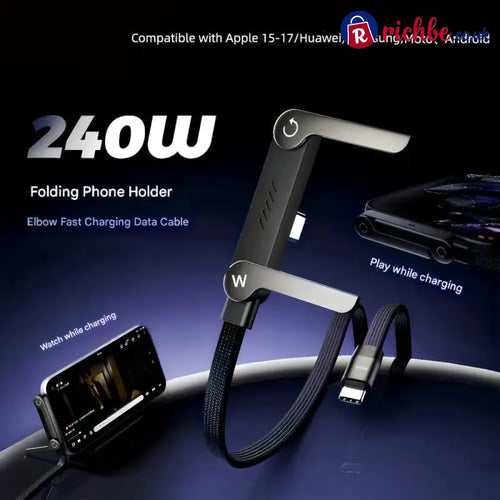 📱 2-in-1 Fast Charging Cable with Phone Stand – Charge & Watch Hands-Free ⚡ - Hot Sale