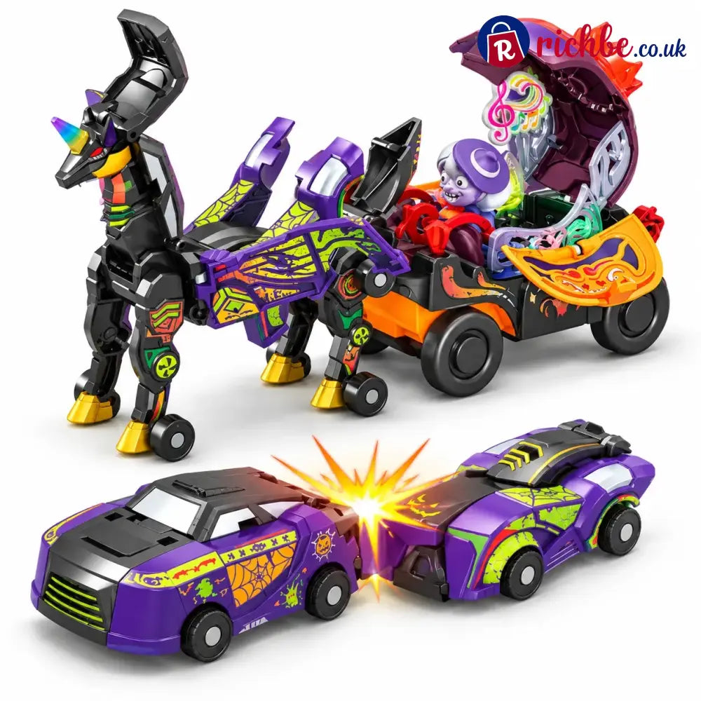 2-in-1 Magnetic Transforming Dragon Car Toy – Racing Car Set
