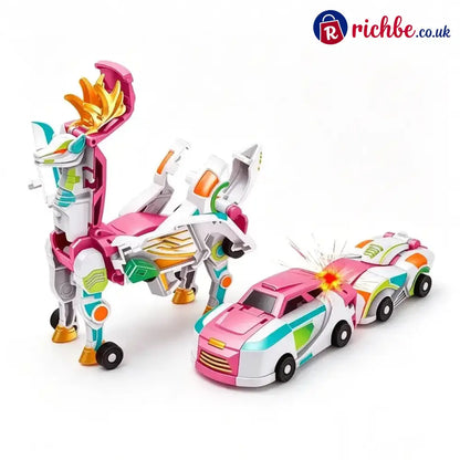 2-in-1 Magnetic Transforming Dragon Car Toy – Racing Car Set