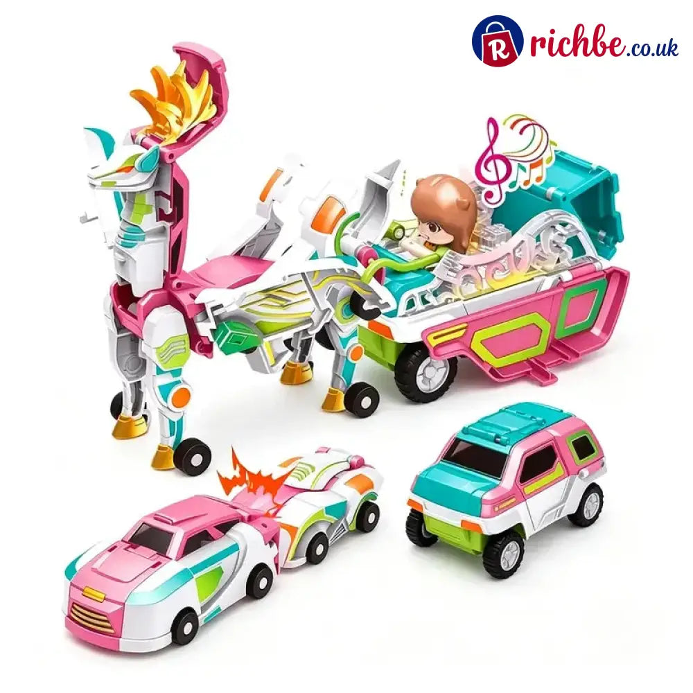 2-in-1 Magnetic Transforming Dragon Car Toy – Racing Car Set