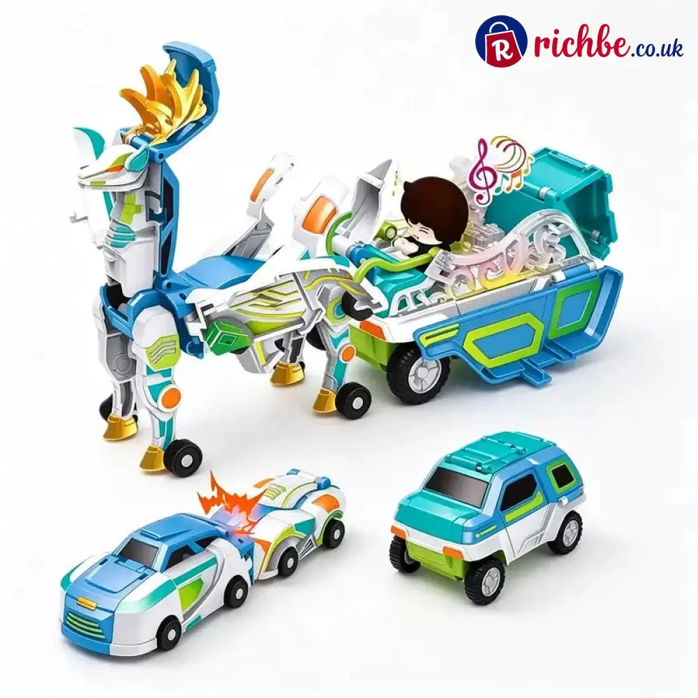 2-in-1 Magnetic Transforming Dragon Car Toy – Racing Car Set