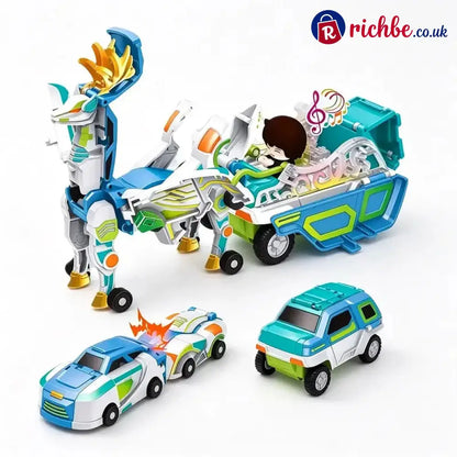 2-in-1 Magnetic Transforming Dragon Car Toy – Racing Car Set