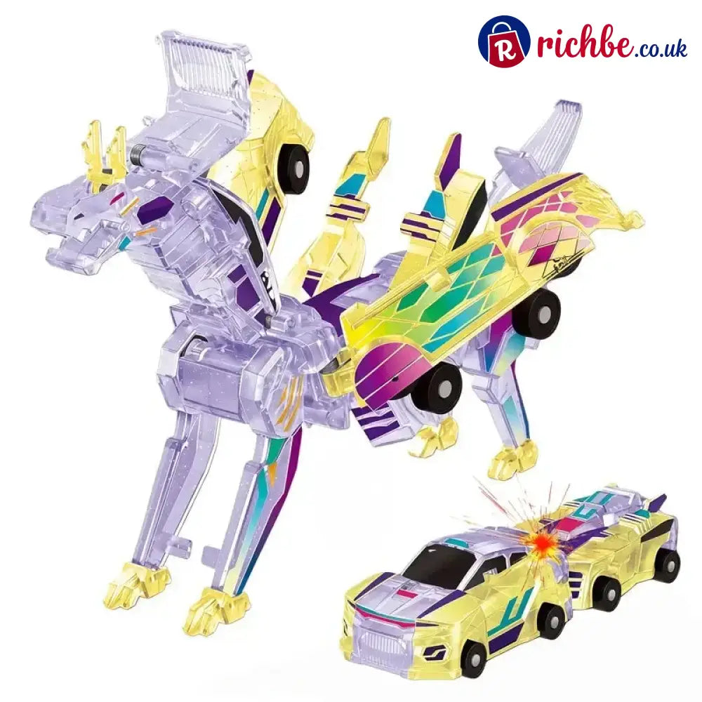 2-in-1 Magnetic Transforming Dragon Car Toy – Racing Car Set