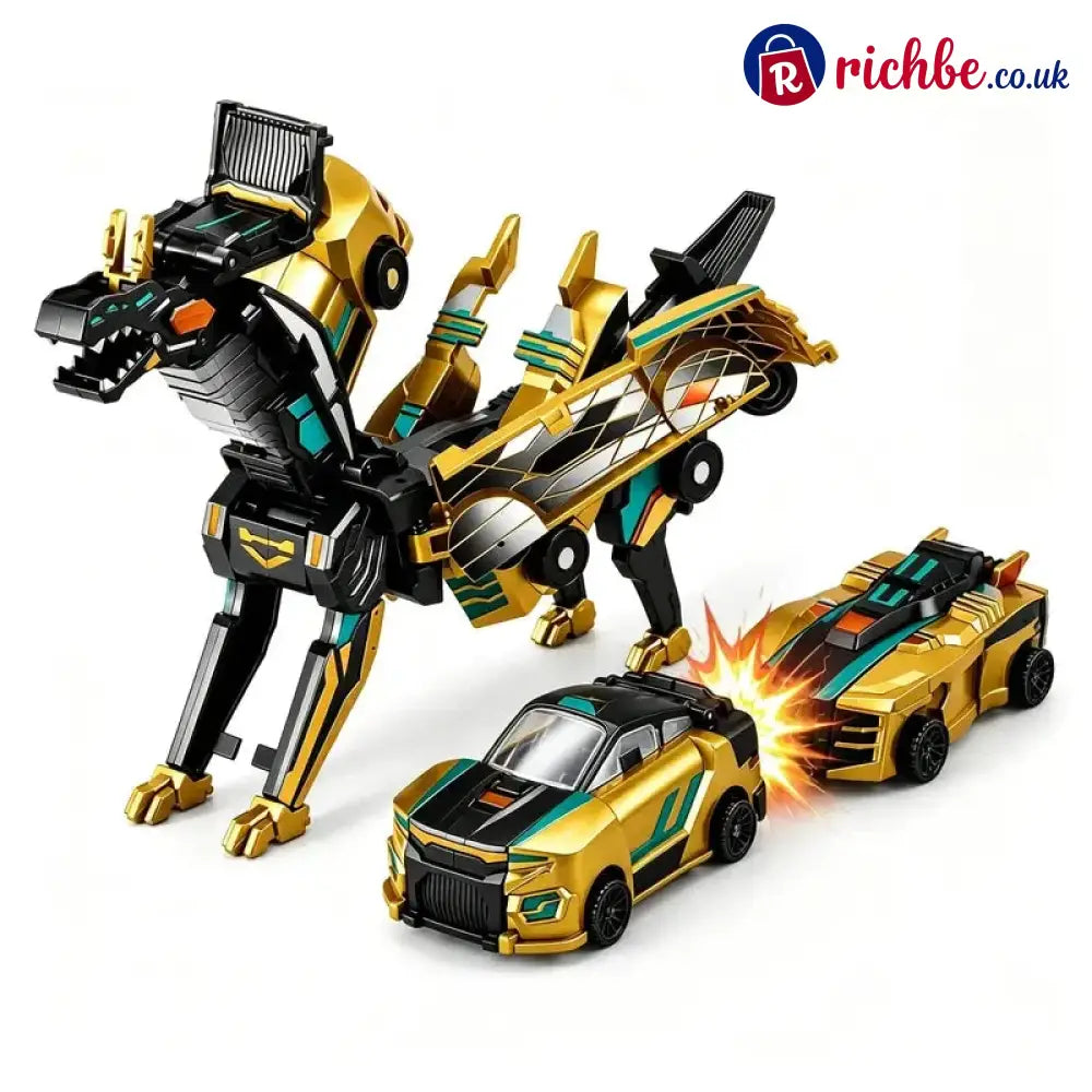 2-in-1 Magnetic Transforming Dragon Car Toy – Racing Car Set