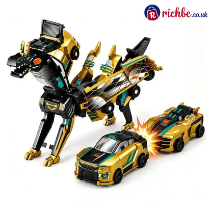 2-in-1 Magnetic Transforming Dragon Car Toy – Racing Car Set