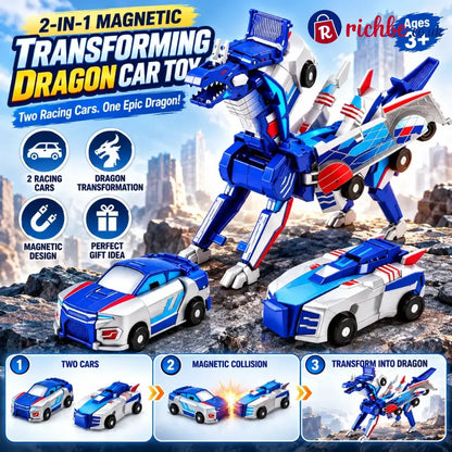 2-in-1 Magnetic Transforming Dragon Car Toy – Racing Car Set