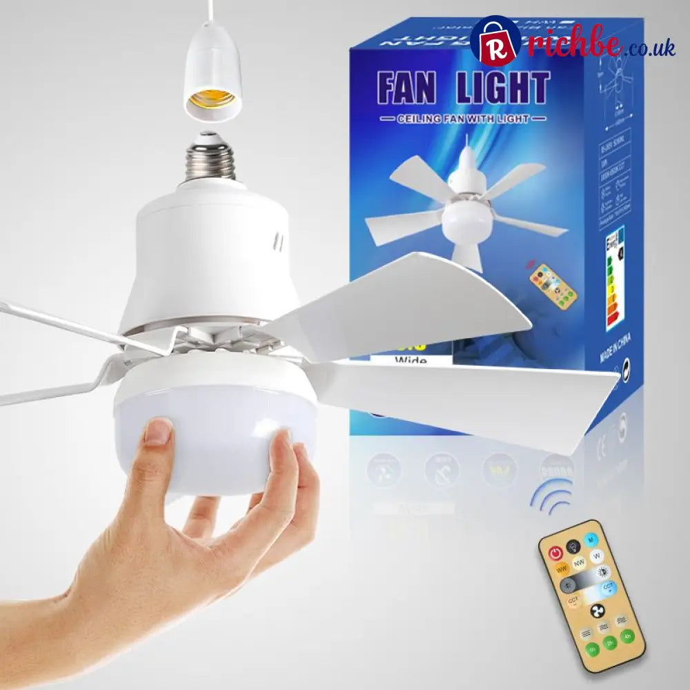 2-in-1 Portable Ceiling Fan & Light With Remote Control - Houseware & Kitchen