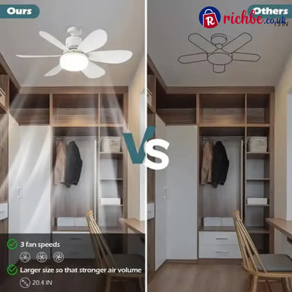 2-in-1 Portable Ceiling Fan & Light With Remote Control - Houseware & Kitchen