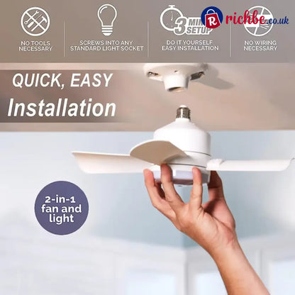 2-in-1 Portable Ceiling Fan & Light With Remote Control - Houseware & Kitchen