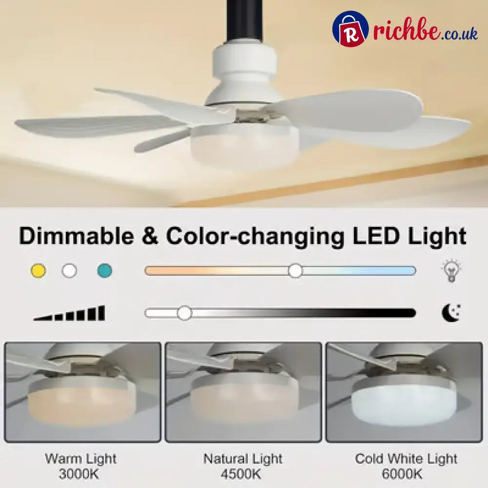 2-in-1 Portable Ceiling Fan & Light With Remote Control - Houseware & Kitchen