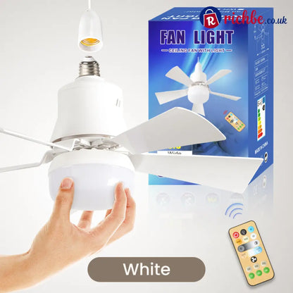 2-in-1 Portable Ceiling Fan & Light With Remote Control - White / With Remote Control - Houseware & Kitchen