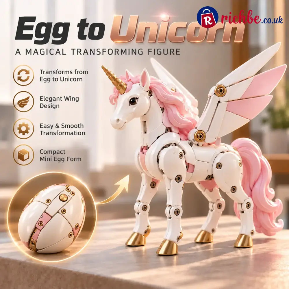 🦄 2-in-1✨ Transforming Mechanical Unicorn Egg – Winged Fantasy Figure