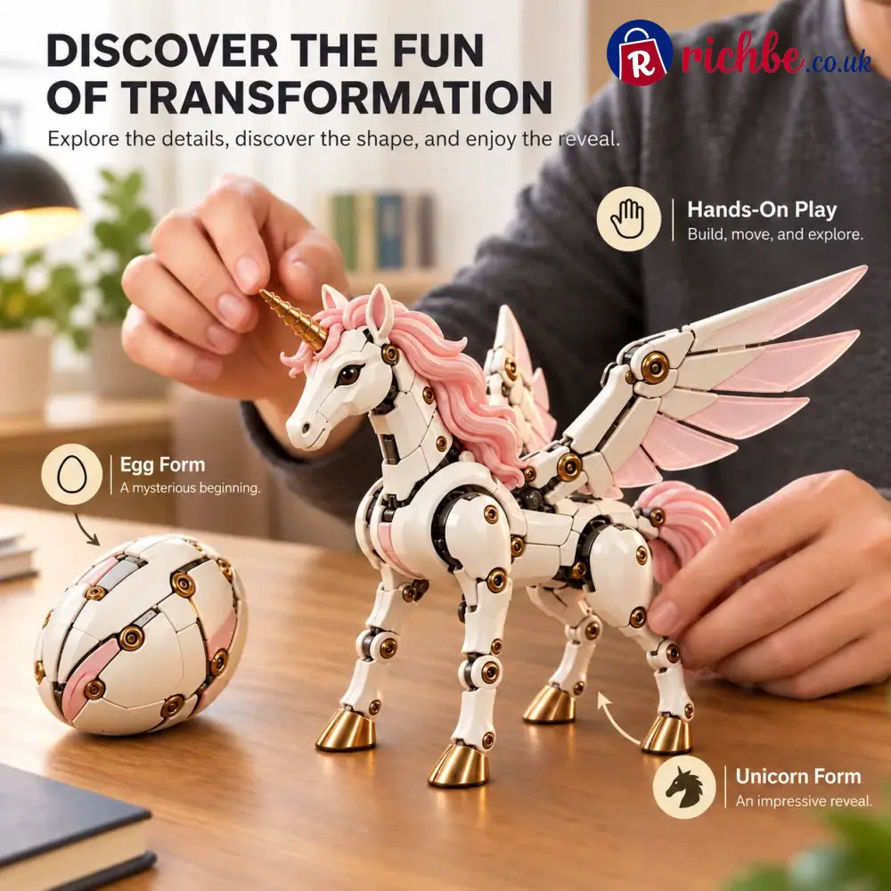 🦄 2-in-1✨ Transforming Mechanical Unicorn Egg – Winged Fantasy Figure