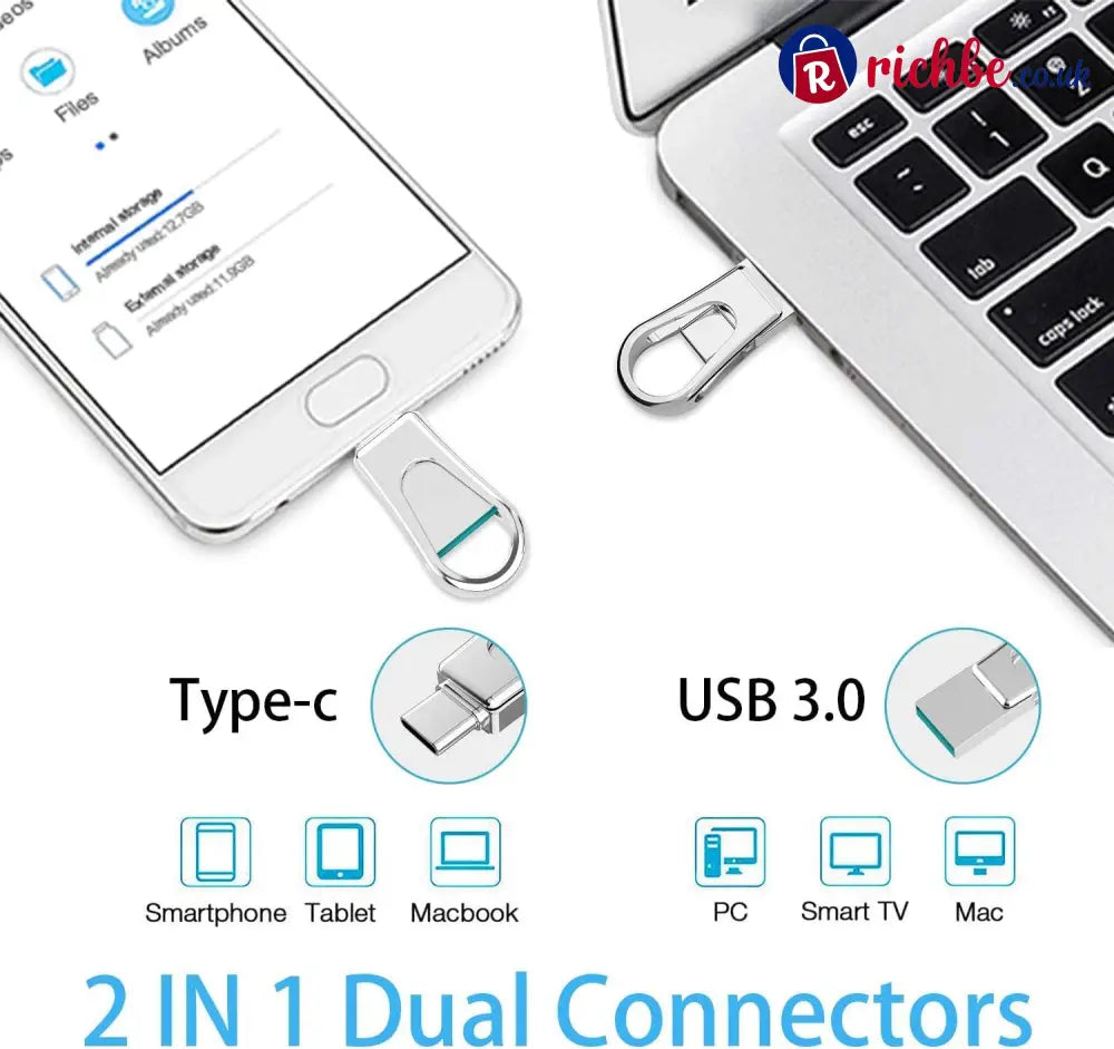 2-in-1 USB-C & USB-A Flash Drive – 64GB USB 3.0 Portable Storage - USB Flash Drives