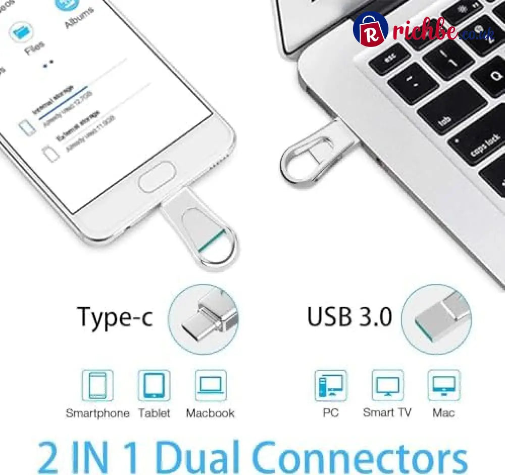 2-in-1 USB-C & USB-A Flash Drive – 64GB USB 3.0 Portable Storage - USB Flash Drives