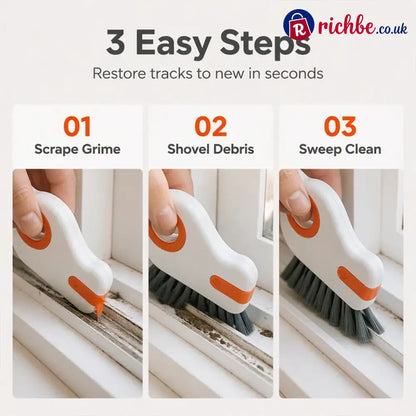 🧹 2-in-1 Window Groove Cleaning Brush with Built-in Scraper – Narrow Crevice Tool with Hard Bristles