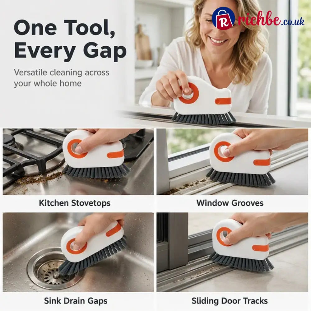 🧹 2-in-1 Window Groove Cleaning Brush with Built-in Scraper – Narrow Crevice Tool with Hard Bristles