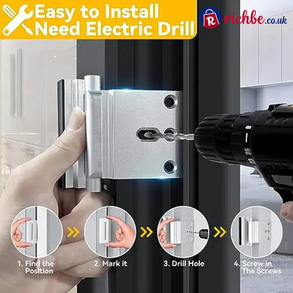 2 Pack Home Security Door Reinforcement Lock – Withstands 800 lbs Heavy Duty Inward Swinging Door Lock Childproof &